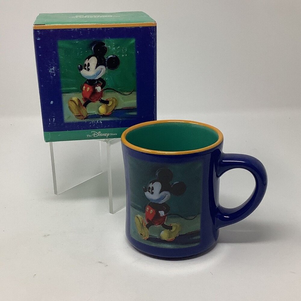 Mickey Mouse The Disney Store Blue Coffee Tea Mug Cup With Box